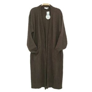 New NIA Duster Plush Pocket Long Cardigan In Chocolate Sz M